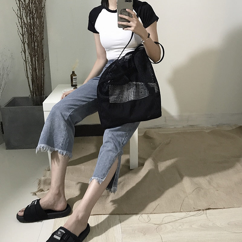 korean mesh tote bag