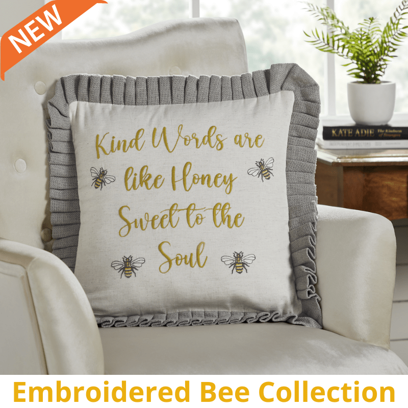 Embroidered Bee Tea Towel Set of 4 19x28