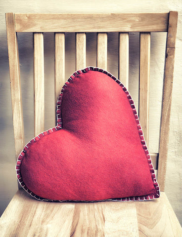 heart shape red decorative pillow