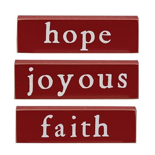 Faith Hope or Joyous Thin Mini Block 3 Asstd