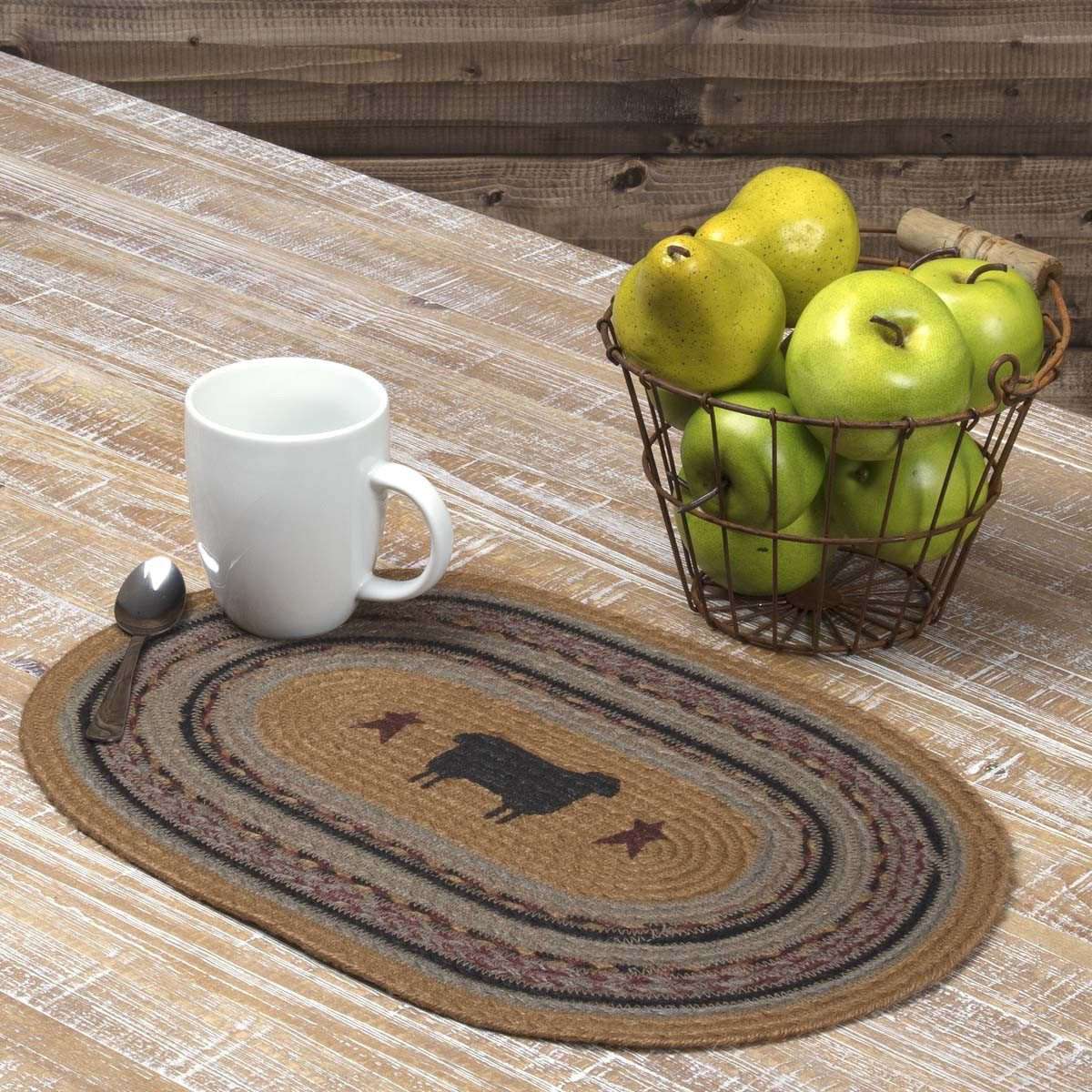 Heritage Farms Sheep Jute Braided Placemat Set of 6 VHC Brands – The ...