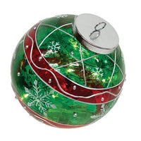 Thumbnail for Green Stripe & Snowflake Light Up Ball Ornament