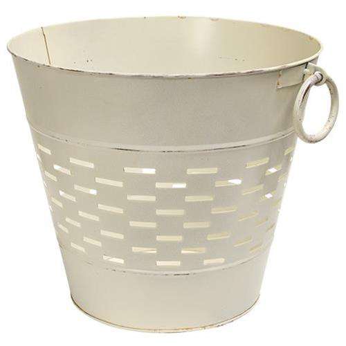 Farmhouse White Olive Bucket, 12 inch Buckets & Cans CWI+