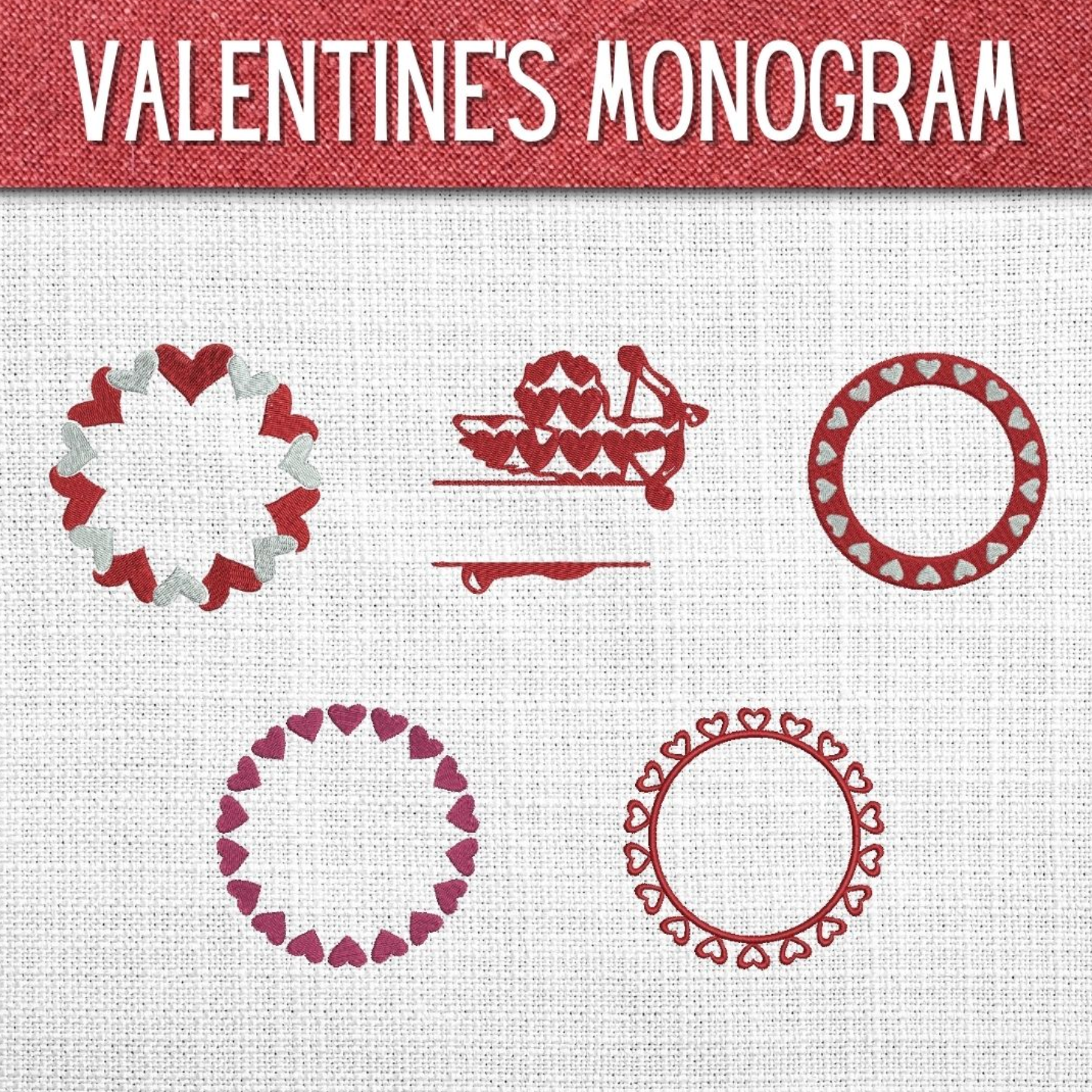 Valentines Monogram Embroidery Designs