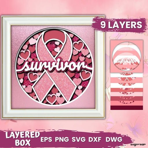 3D FIGHT CANCER AWARENESS Svg Cancer Shadow Box Svg Cricut 