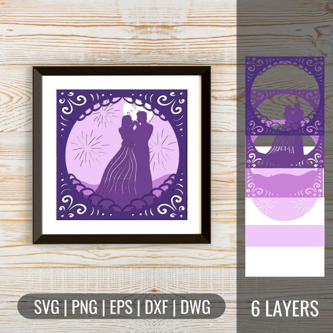 FREE 3D Wedding Shadow Box 5 SVG vector for instant download - Svg