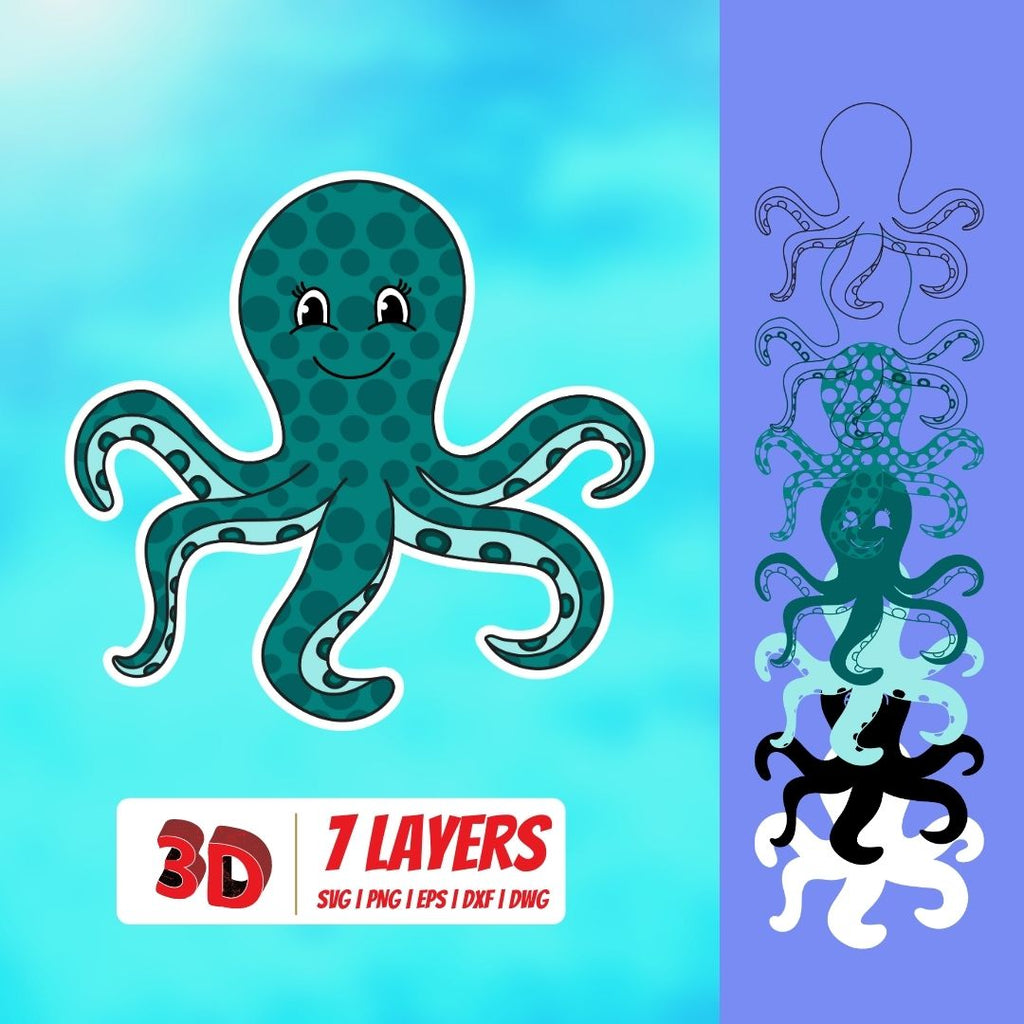 Download 3d Octopus Svg Cut File Vector For Instant Download Svg Ocean