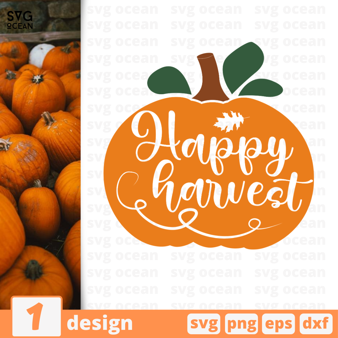 Happy harvest SVG bundle vector for instant download - Svg Ocean