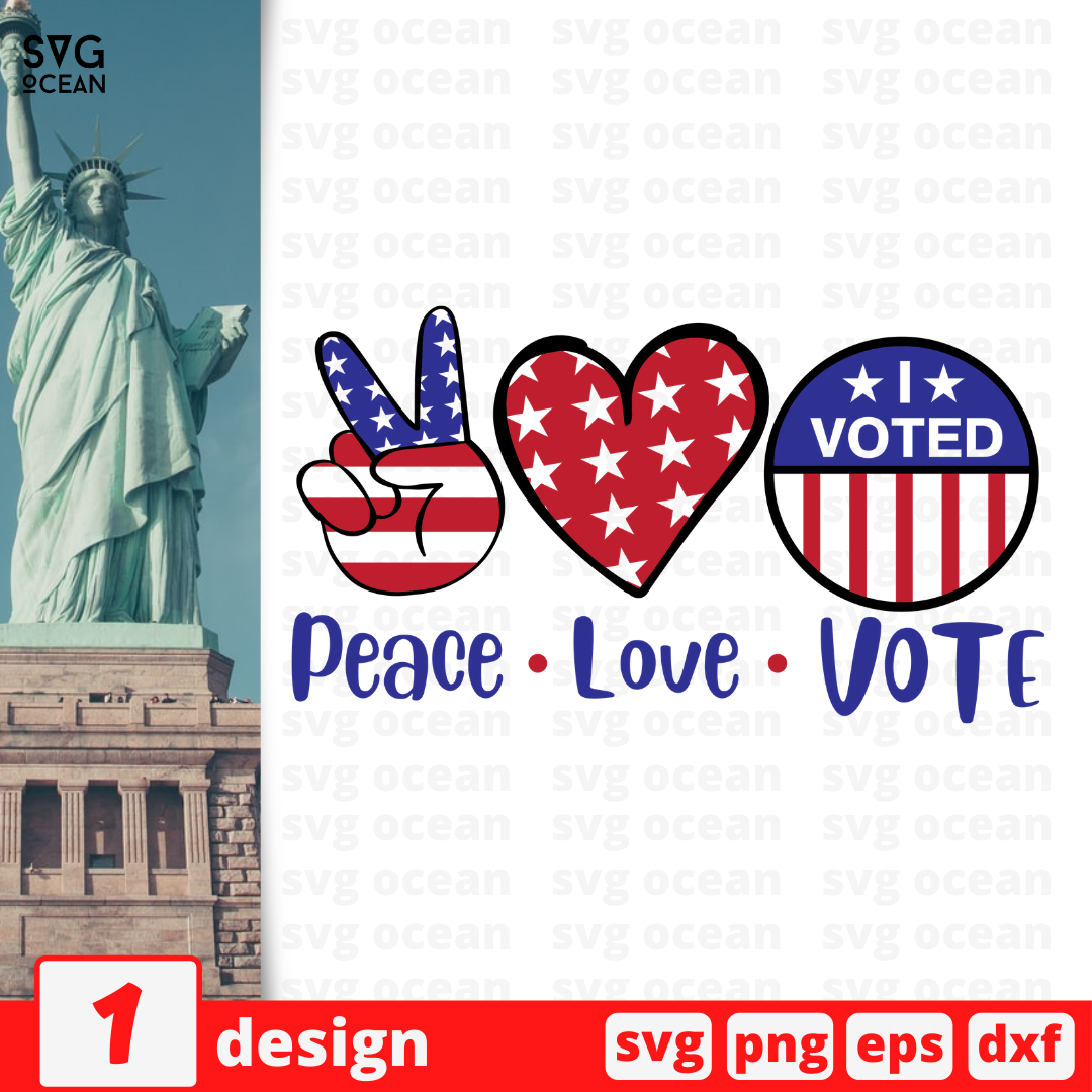 Download Peace Love Vote SVG bundle vector for instant download - Svg Ocean