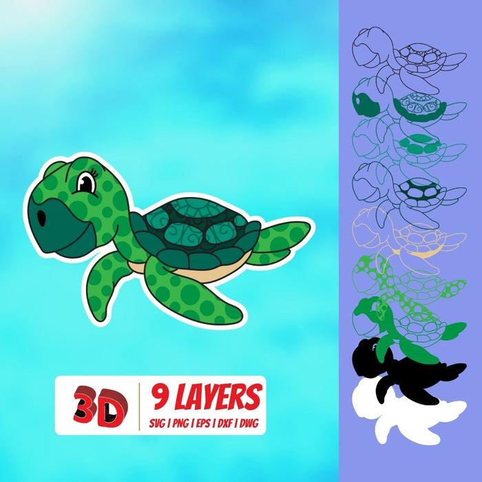 Download 3d Sea Turtle Svg Cut File Vector For Instant Download Svg Ocean