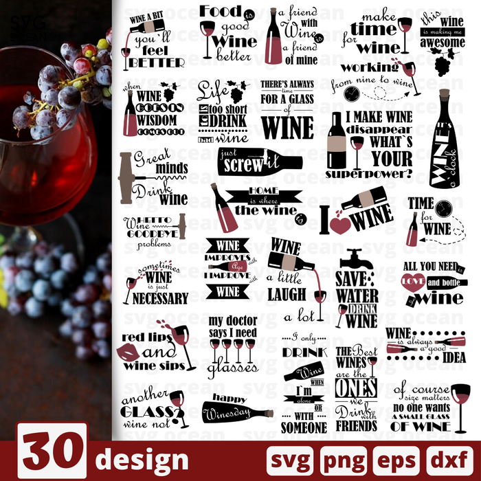 Download Wine Quote Svg Bundle Vector For Instant Download Svg Ocean