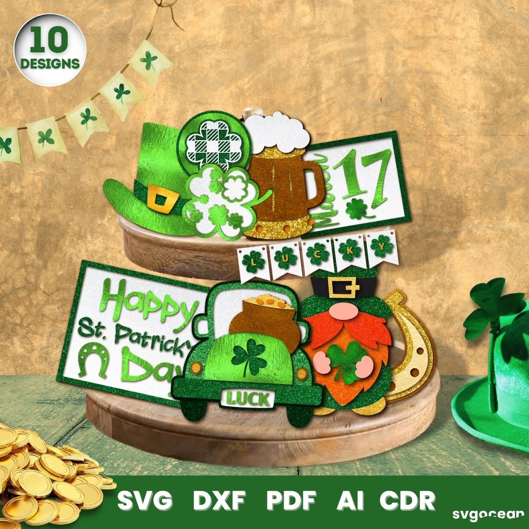 3D St Patrick's Day Tiered Tray SVG Bundle vector for instant download ...