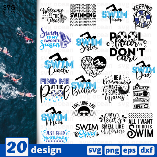 Swimming Quotes Svg Bundle Vector For Instant Download Svg Ocean
