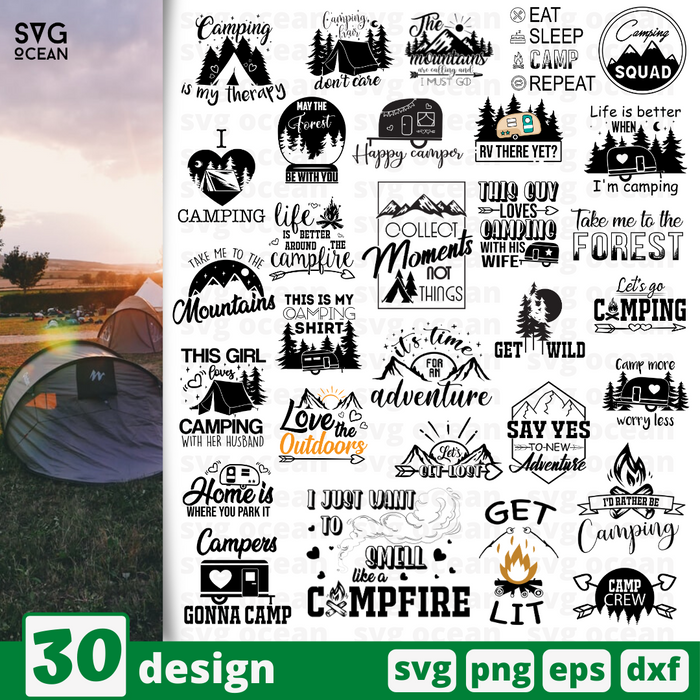 Camp Svg Bundle Vector For Instant Download Svg Ocean