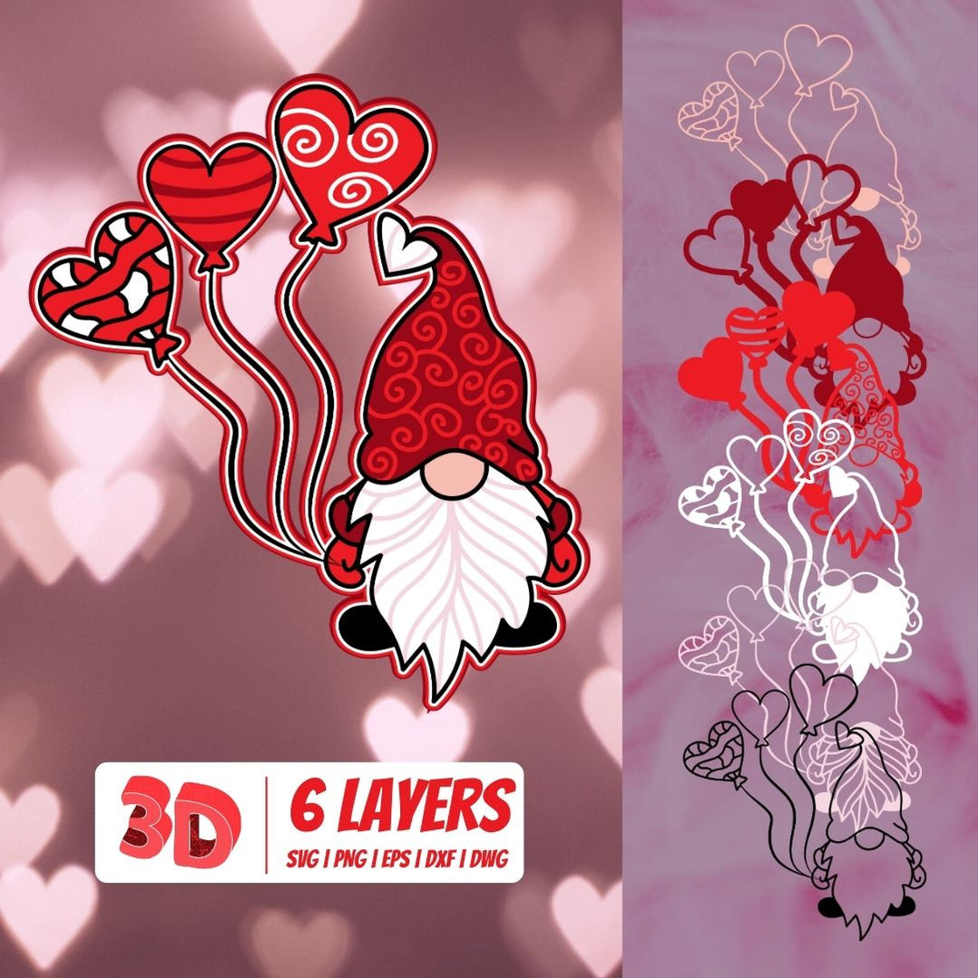 Download 3D Valentine Gnome SVG Cut File vector for instant download - Svg Ocean