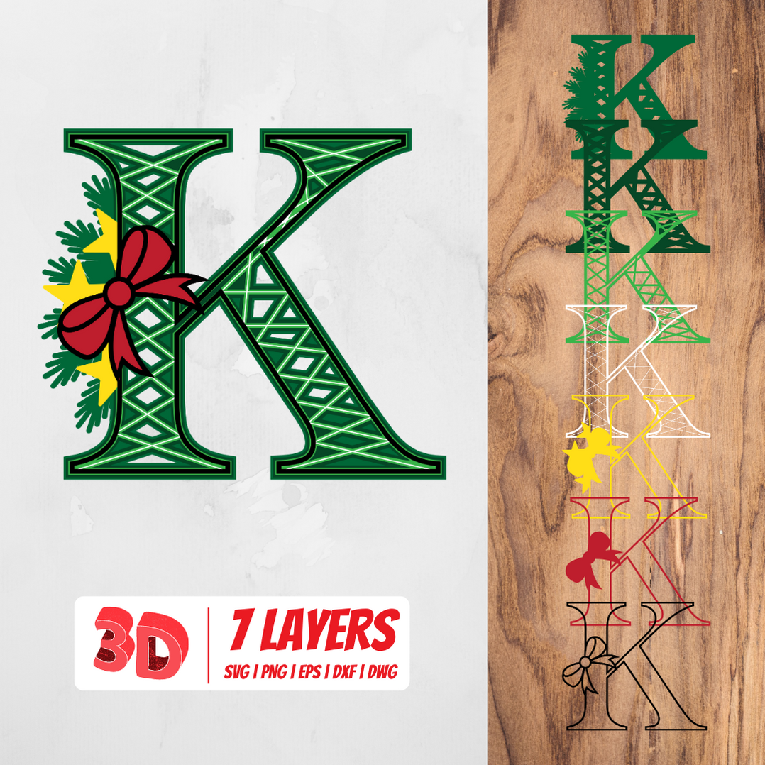 Download 3D Christmas Letter K SVG Cut File vector for instant ...