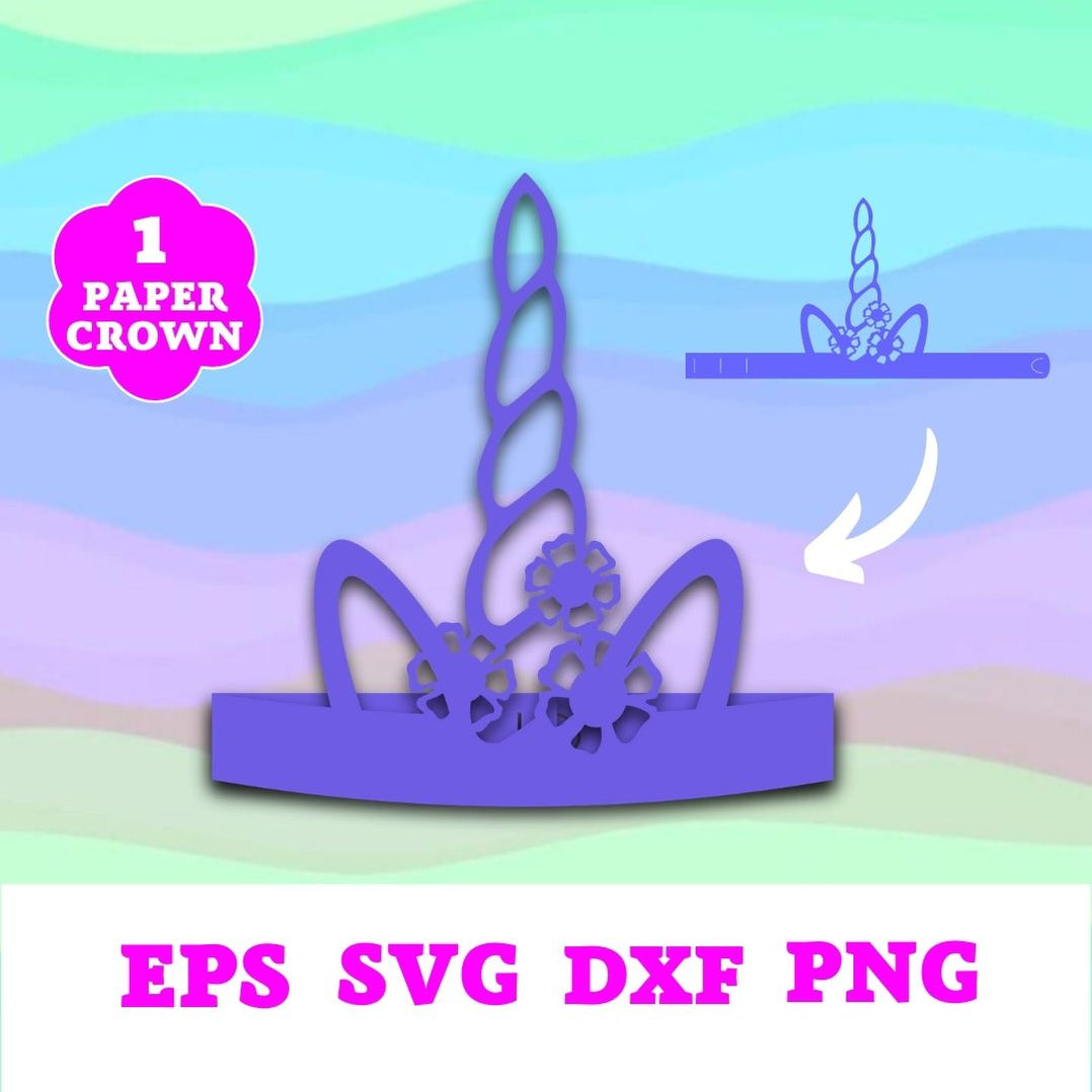 Unicorn Birthday Crown SVG vector for instant download - Svg Ocean