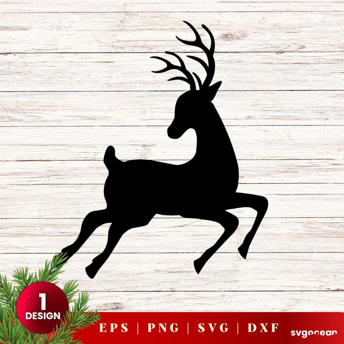 Christmas Deer Silhouette vector for instant download - Svg Ocean ...