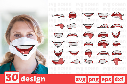 Download Cartoon Mouths Face Masks Svg Pattern For Instant Download Svg Ocean