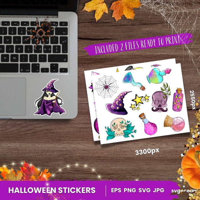 Halloween Witch Stickers SVG Bundle - Svg Ocean