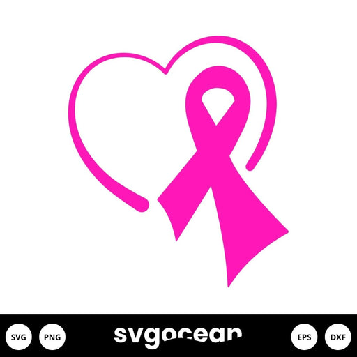 Breast Cancer Heart Ribbon SVG, Cancer Ribbon, love SVG, Cancer, Awareness  Ribbon, Files for Cricut Silhouette, jpg, png, dxf, JSHcreates