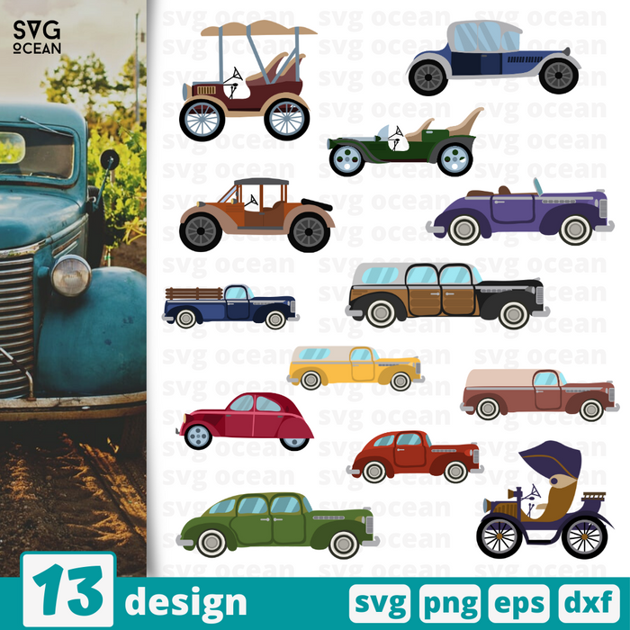 Download Vintage Cars Svg Bundle Vector For Instant Download Svg Ocean