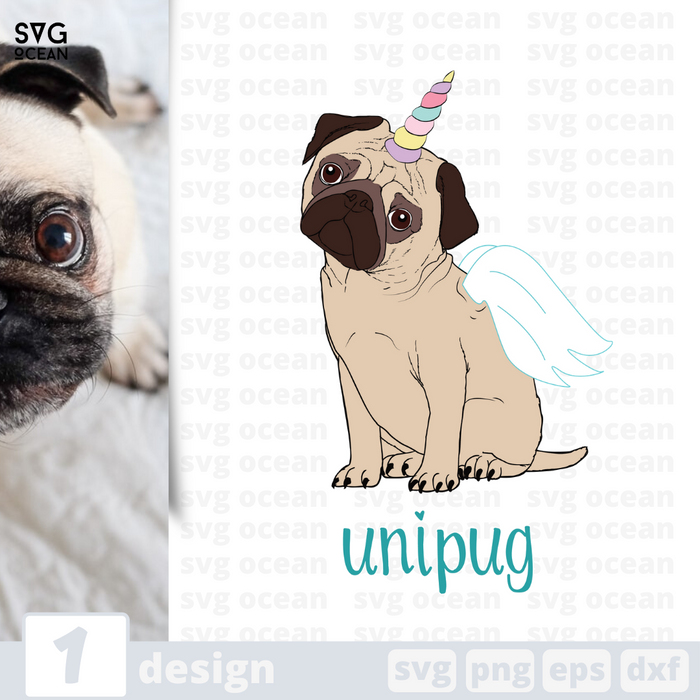 Download Free Pug Unicorn Svg File For Cricut Svg Ocean