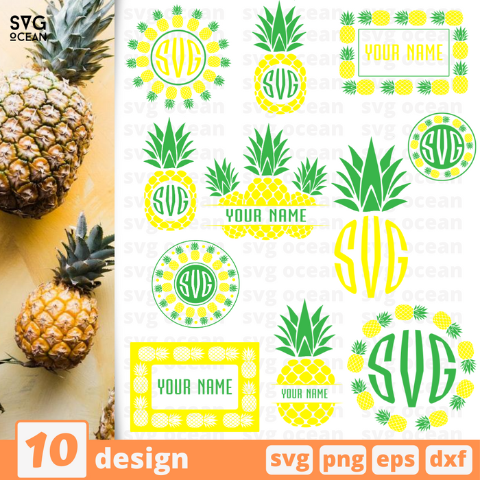 Download Monogram Frames Pineapple Svg Bundle Vector For Instant Download Svg Ocean