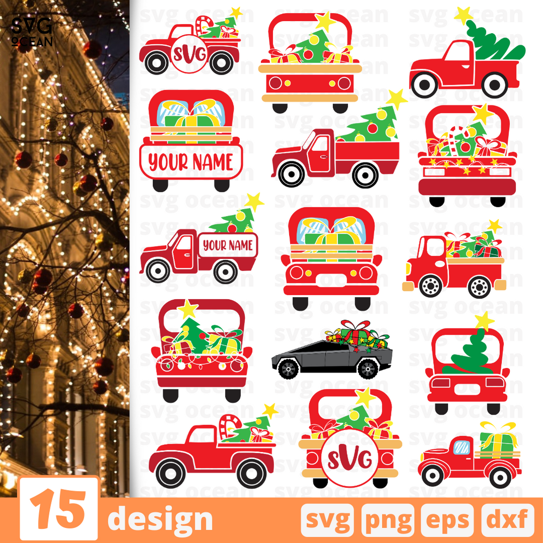 Download Christmas truck SVG bundle vector for instant download - Svg Ocean