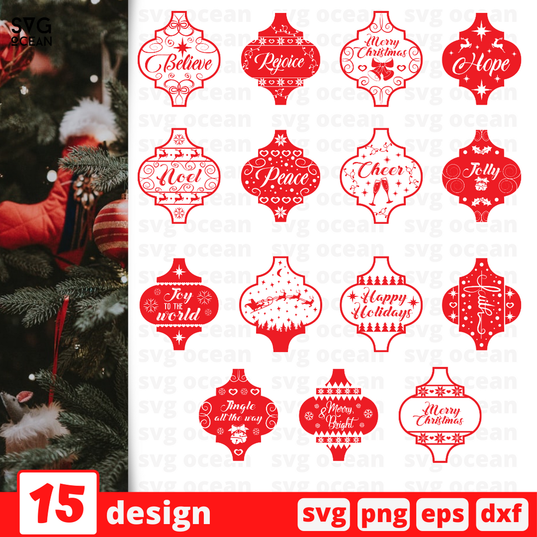 Arabesque Tile Christmas Ornaments SVG Bundle vector for ...