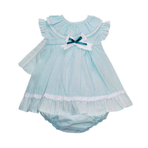 baby girl dress and bonnet