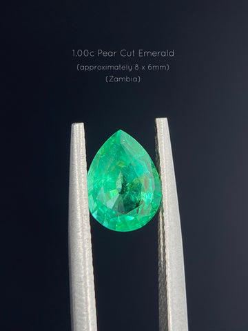 Single P/S 7.99x5.98mm Medium Strong slightly bluish Green, Very Slightly Included, Excellent cut, Zambian (Oil Treatment) would retail in the range of $1800-2500CAD