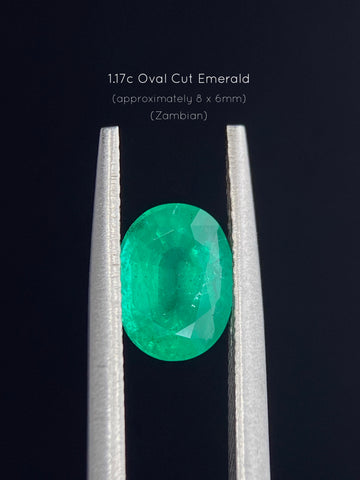 Single Oval 7.97x5.95mm Medium Dark Moderately Strong slightly bluish Green, Slightly Included, Very Good cut, Zambian (Oil Treatment) would retail in the range of $2000-2500CAD