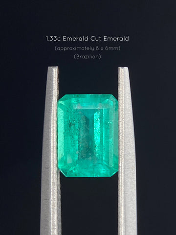 Single Octagonal 8.05x5.92mm Medium Moderately Strong very slightly bluish Green, Slightly Included, Excellent cut, Brazil (Oil Treatment) would retail in the range of $2000-2500