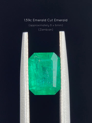 Single Octagonal 7.98x6.03mm Medium Dark Moderately Strong slightly bluish Green, Slightly Included, Excellent cut, Zambian (Oil treatment) would retail for approximately $2000-2500CAD