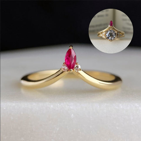 Cherry on Top Gold Wedding Band with Ruby Gemstone
