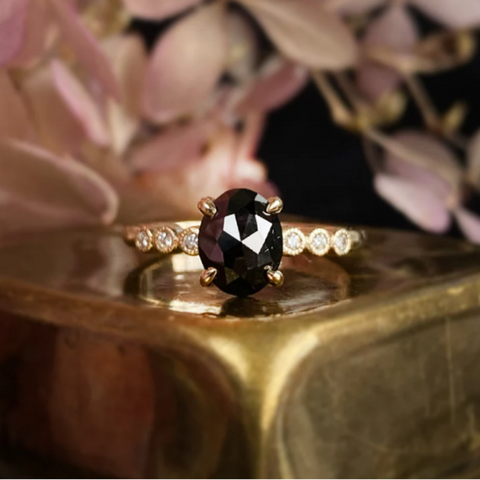 EG Bespoke LUNA Black Diamond Ring Size 7