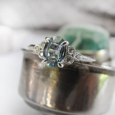 Mint Green Oval Engagement Ring Emily Gill EG Bespoke Ltd