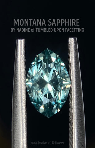 Marquise Montana Sapphire by Nadine Marshall Tumbled Upon Facetting