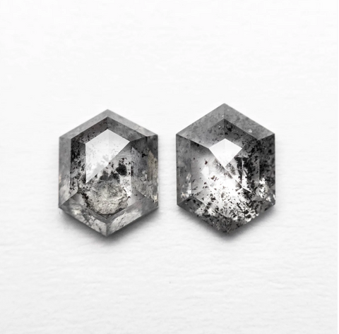 Salt and Pepper HExagon earrings