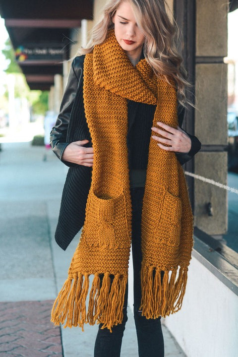 oversized mustard scarf