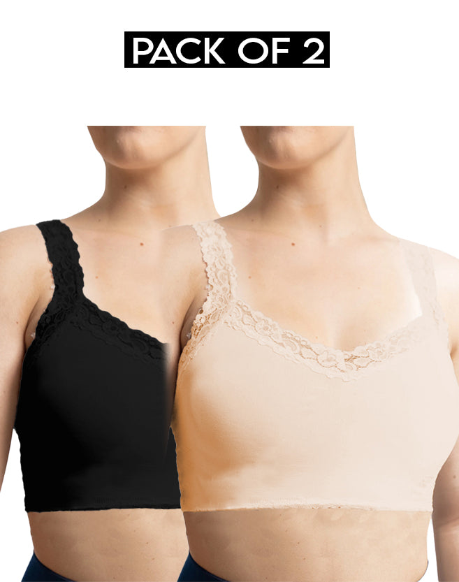 Pack Of 2 Lace Straps Camisole Bra