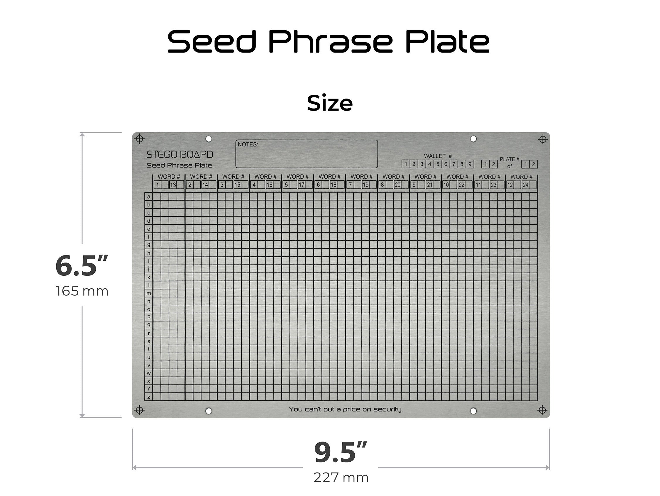 Bitcoin crypto wallet recovery backup storage seed phrase steel plate