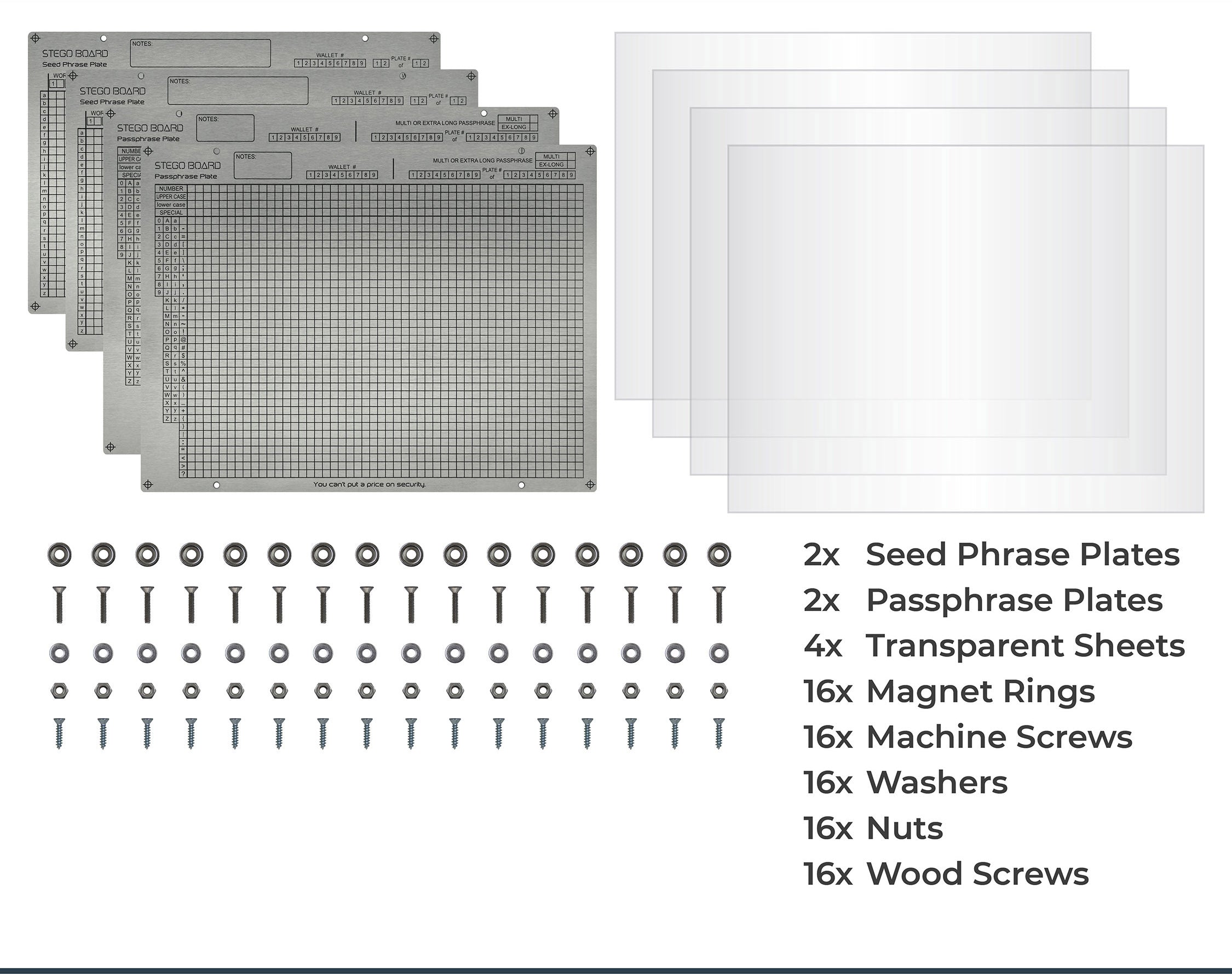 Bitcoin crypto wallet recovery backup storage seed phrase passphrase steel plate Super Pro combo product