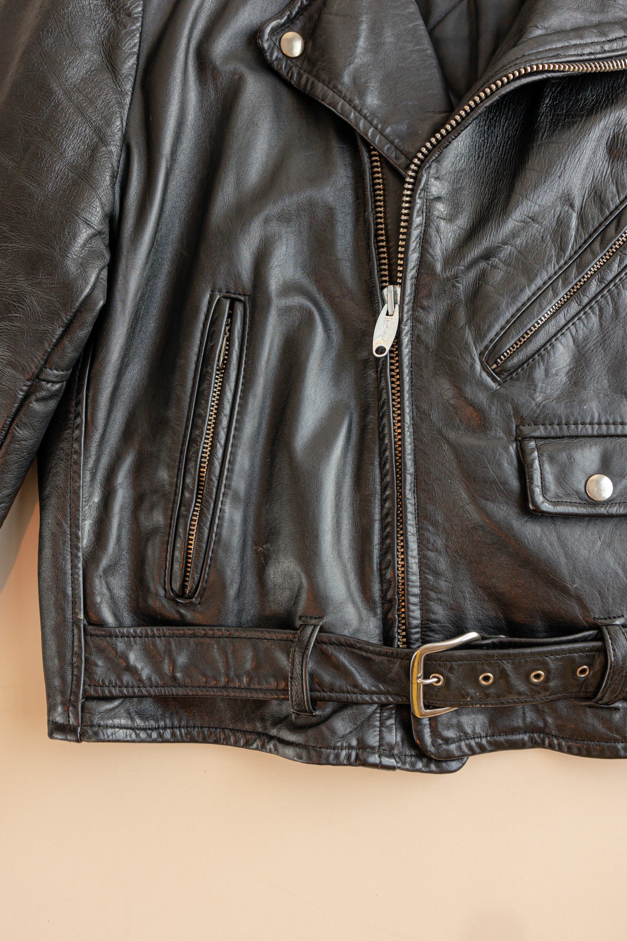 1970's Vintage Leather Moto Jacket| 2 stars Studs| Schott Style