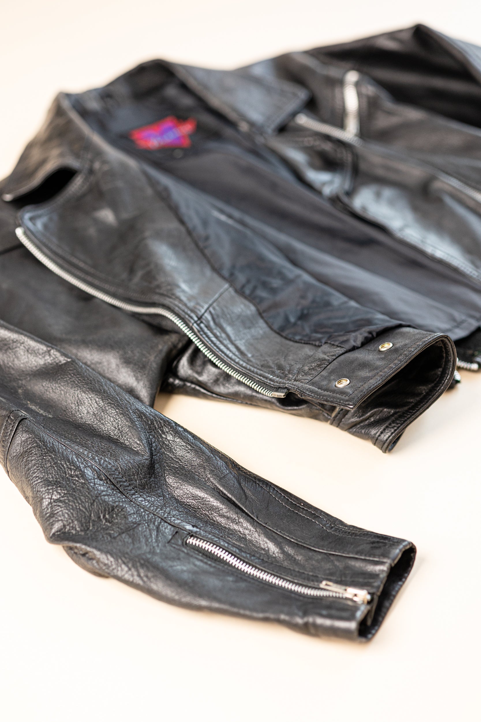 Vintage Crop Perfecto Jacket | Black Leather Moto Jacket | 80's