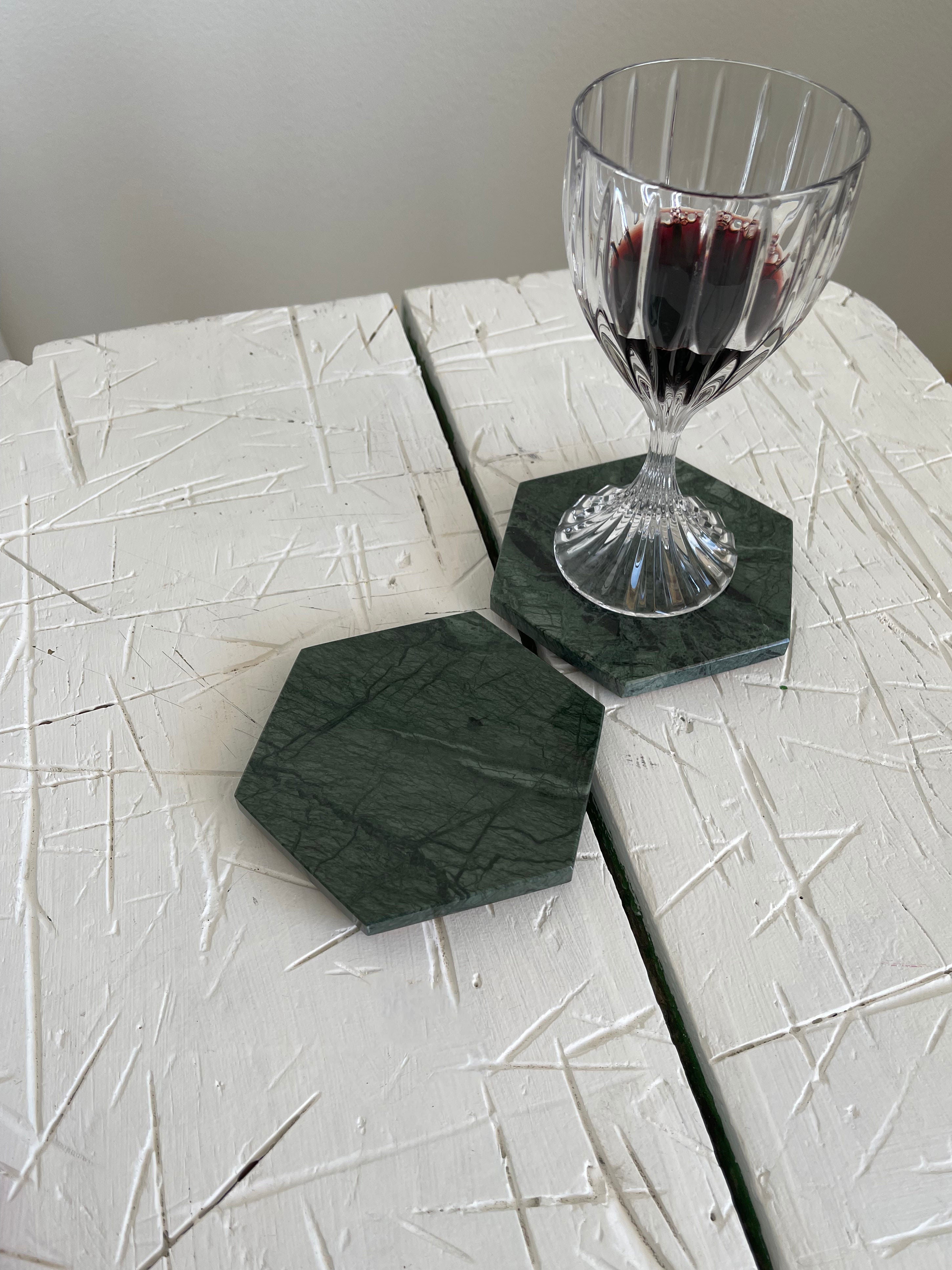 Set of 4 Hexagonal White Coasters FiammettaV Home Collection