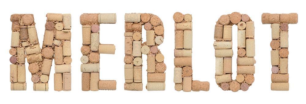 Merlot written with wine bottle corks