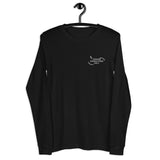 "Genuine Interactions Only." Embroidered Unisex Long Sleeve Tee - Black