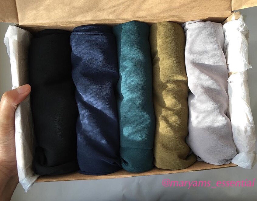 Maryam's Diamond Style Plain Chiffon Collection Hijab Set